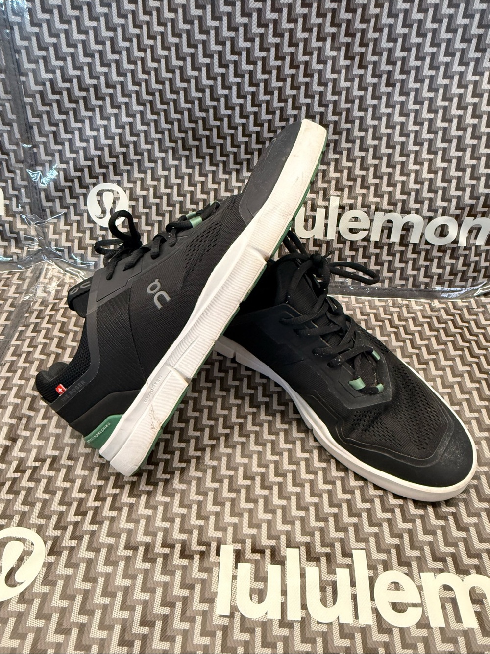 On Running Men's Black Sneakers with Green Accents